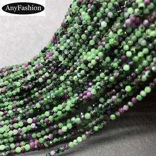 Rubyzoisite Small Beads 2/3/4/5 มิลลิเมตรทับทิม Zoisite ลูกปัดขนาดเล็กเหลี่ยมเพชรพลอยหินธรรมชาติตัดส่องแสง DIY