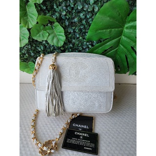 Chanel  camera  vintage bag  white lamskin