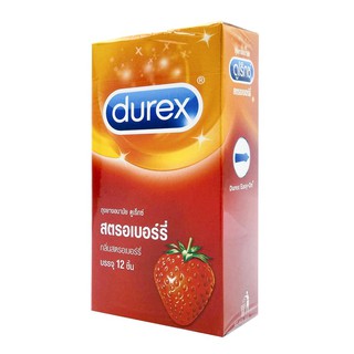 [กล่องใหญ่] Durex Strawberry 52.5mm กล่อง 12 ชิ้น