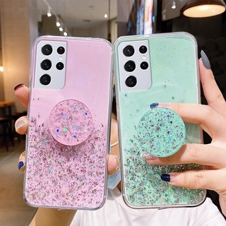 เคสโทรศัพท์มือถือ ลายกลิตเตอร์วิบวับ พร้อมขาตั้ง สําหรับ Samsung Galaxy A72 A53 A52s A52 A33 A32 A22 5G A12