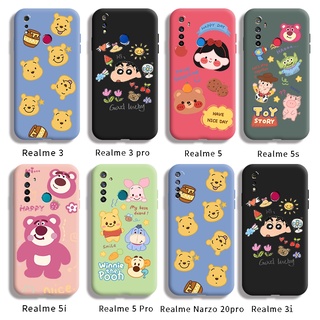 เคสสำหรับ Realme 3 3i  3 pro  5  5s  5i  5 Pro  Narzo 20pro เคสปลอกที่มีการ์ตูนประกบดิสนีย์กันกระแทกนุ่มบางกลับปกซิลิโคนเหลวแบบกล้องเต็มเลนส์ป้องกันกรณี
