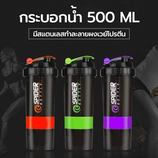 แก้วเชคโปรตีน แก้วชงเวย์ กระบอกเชคเวย์โปรตีน 500 ml. ( SPIDER BOTTLE )