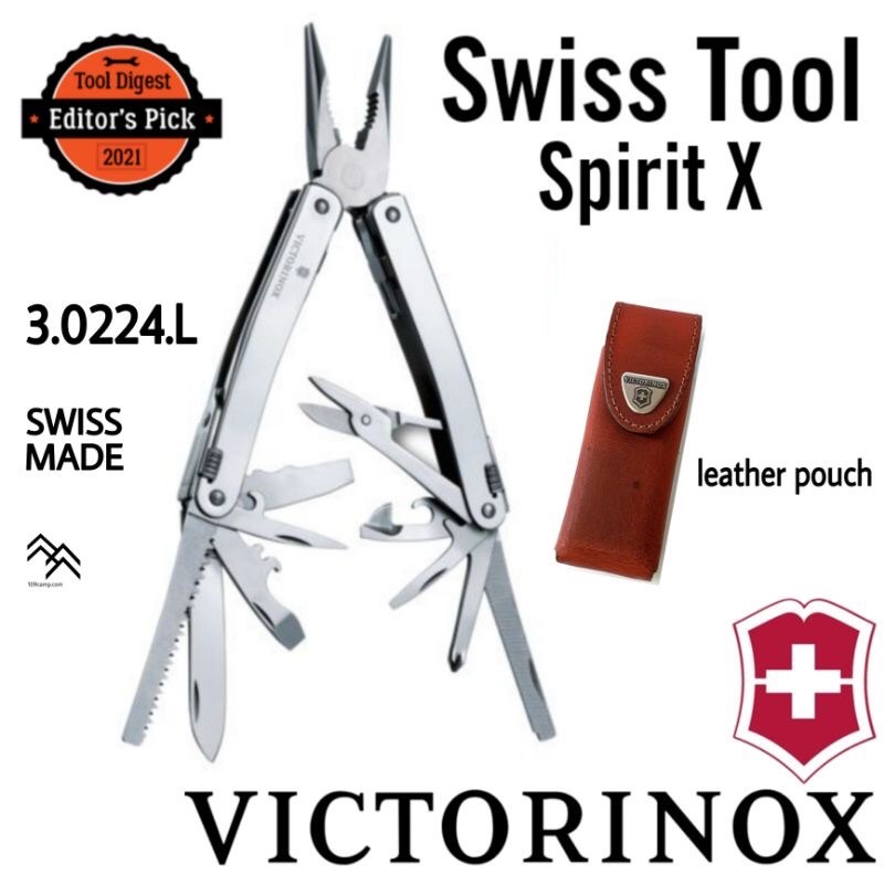 คีม SwissTool Spirit X ของแท้จาก VICTORINOXคีมรุ่นเล็กกระทัดรัด เป็นรุ่นมีดปลายแหลม รุ่นใหม่สุด น่าใช้ พร้อมซองหนังแท้