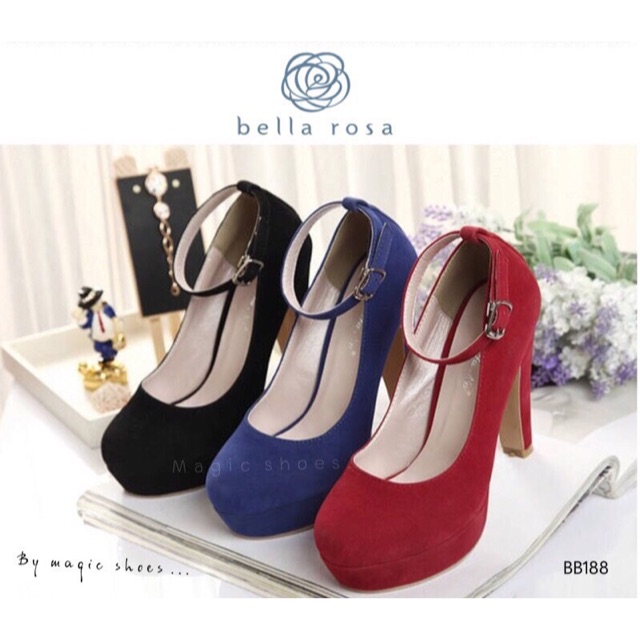 💕 Bell rosa 💕  รองเท้าคัชชูส้นสูงรัดข้อ งานผ้ากำมะยี่น่ารักๆจาก Bell rosa ทรงสวยแบบน่าร๊ากกก หัวกล