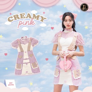 BLT BRAND การันตีเสื้อผ้าแบรนด์แท้ มินิเดรสสีชมพู CREAMY PINK