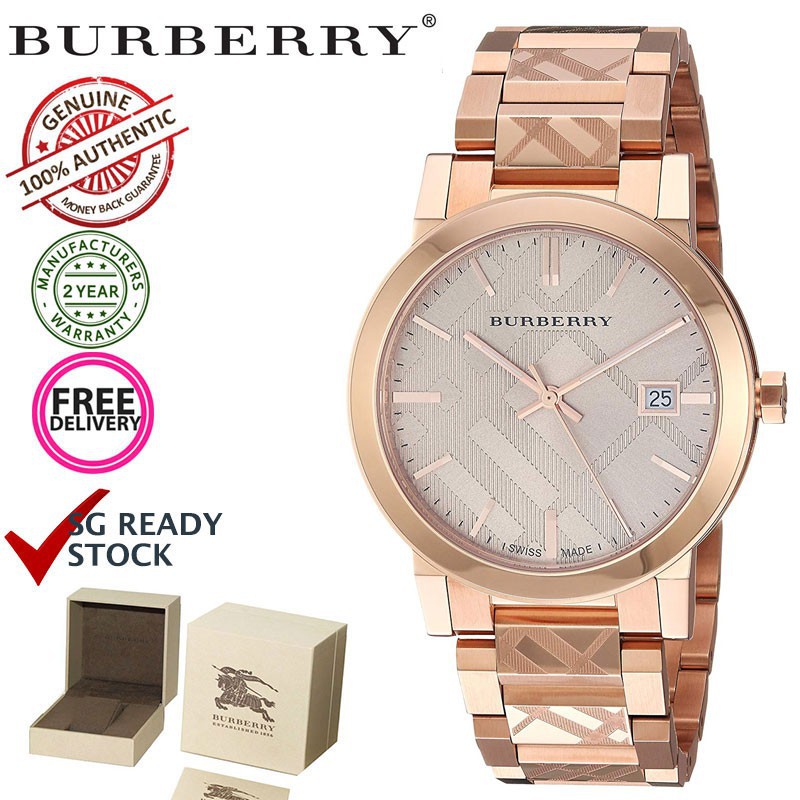 Burberry BU9039 Women's The City Engraved Check Rose Gold Watch [In stock  SG]นาฬิกาแฟชั่น | Shopee Thailand