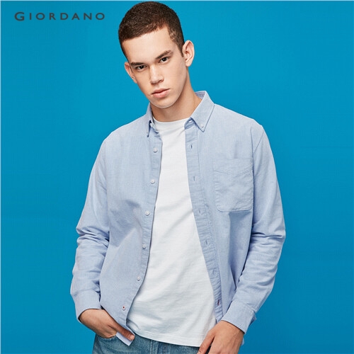 GIORDANO MEN Brushed finishing oxford long-sleeve shirt 01049896