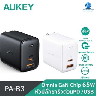 AUKEY PA-B3  อะแดปเตอร์ชาร์จเร็ว OMNIA Mix 65W Dual-Port PD Charger