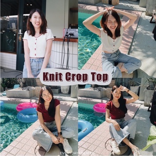 ❤️🤍Knit Crop Top - เสื้อครอปไหมพรม มี 2 สี แดง / ขาว พร้อมส่ง🔥