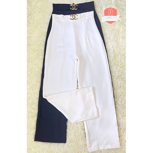 👒กางเกงขายาวผ้าฮานาโกะ ขากระบอกกลาง ซิปหลัง รุ่นหัวดอกไม้🎒 S-2XL