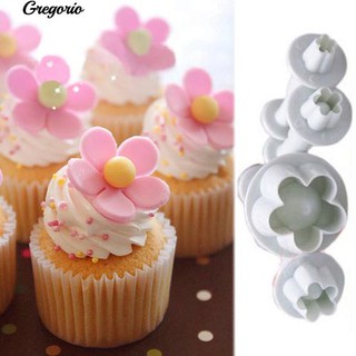 Gregorio 4Pcs Plumer Plumer ดอกไม้ Fondant Mold คัต Sugarcraft เค้กคุกกี้ตกแต่ง