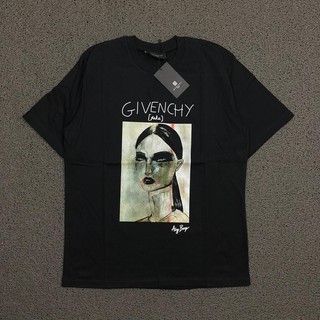 เสื้อยืดพิมพ์ลาย GIVENCHY FACE PICTURE สีดํา