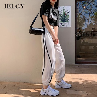 IELGY กางเกงกีฬา แห้งเร็ว เก้าส่วน แถบด้านข้าง ระบายอากาศ สําหรับผู้หญิง