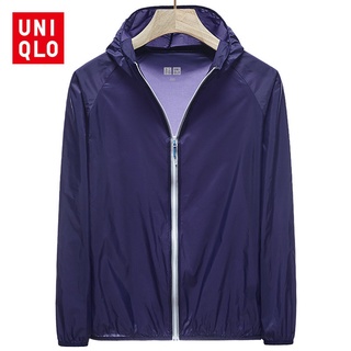 Uniqlo เสื้อแจ็กเก็ตกันแดด มีฮู้ด ป้องกันรังสียูวี แบบบางพิเศษ กันน้ํา แบบแห้งเร็ว สําหรับผู้ชาย