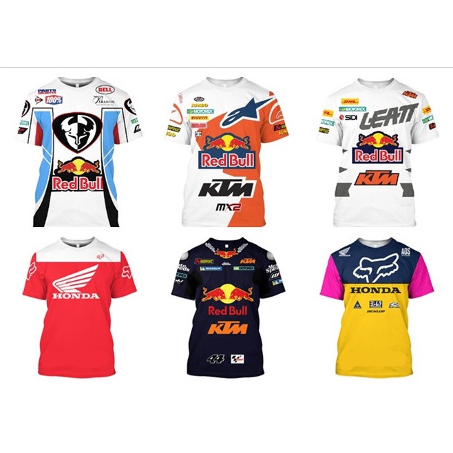Speed Down Jacket Half-Sleeve Cycling Jersey Red Bull Off-Roadเสื้อขี่จักรยานBreathable Quick-Drying