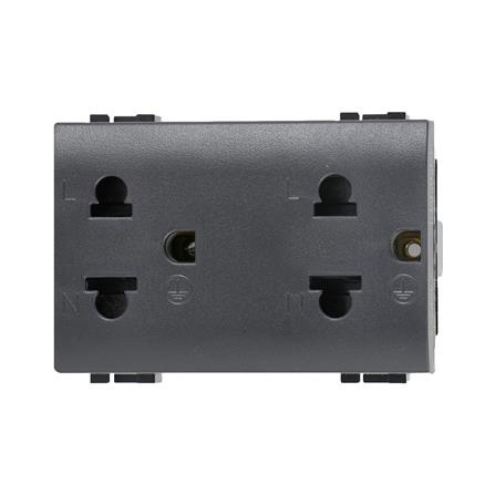 ปลั๊กและสวิตช์ไฟฟ้า เต้ารับคู่ 3 ขา B-TICINO L4185 LIVING สีดำ ใช้สำหรับเชื่อมต่อกับอุปกรณ์เพื่อจ่าย