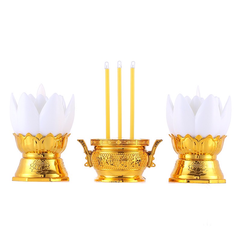ดอกบัวไฟฟ้า เชิงเทียนปลอม LED CANDLE ~กระถางธูปไฟฟ้า เทียนใส่ถ่าน เชิงเทียนไฟฟ้า No.3044