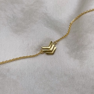 Tiny Chevron Bracelet, 18K Gold Plated Sterling Silver Bracelet B0026 | เงินแท้ 925 ชุบทองเเท้ 18 กะรัต