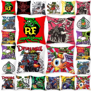 ปลอกหมอนพิมพ์ลายการ์ตูน Tales Of The Rat Fink แบบนุ่มสําหรับตกแต่งบ้าน 45X45