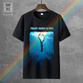 ROUND คอลูกเรือใหม่ เสื้อยืดลําลอง ผ้าฝ้าย 100% แขนสั้น คอกลม พิมพ์ลาย Freediving One Breath Dive Apnoe Ocean Sea Aafnpn