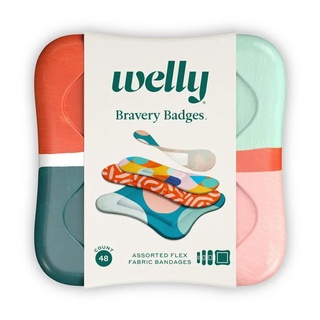 💥 Welly Bravery Badges Block Geo, 48 ชิ้น Bandages ผ้าพันแผลผ้าพันนิ้วและนิ้วเท้า