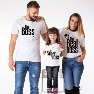 ชุดครอบครัวเสื้อยืด the boss real boss and super boss