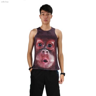 😍โค้ด🌴เสื้อกล้าม ลายพิมพ์ ลิง Monkey 3D Pout Stereoscopic