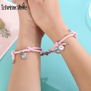 2Pcs Magnet Attraction Smiley Face Bracelet/ Handmade Braided Rope Love Friendship Couple Bracelets