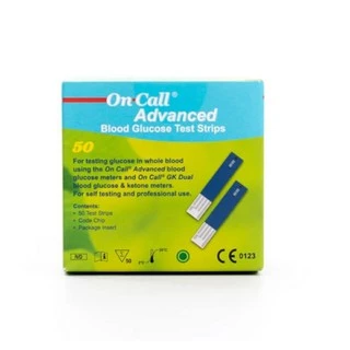 ของแท้ แผ่นตรวจน้ำตาล on call advanced 50 test,สตริปเบาหวานOncall แถบตรวจน้ำตาลon call advanced strip blood glucose test