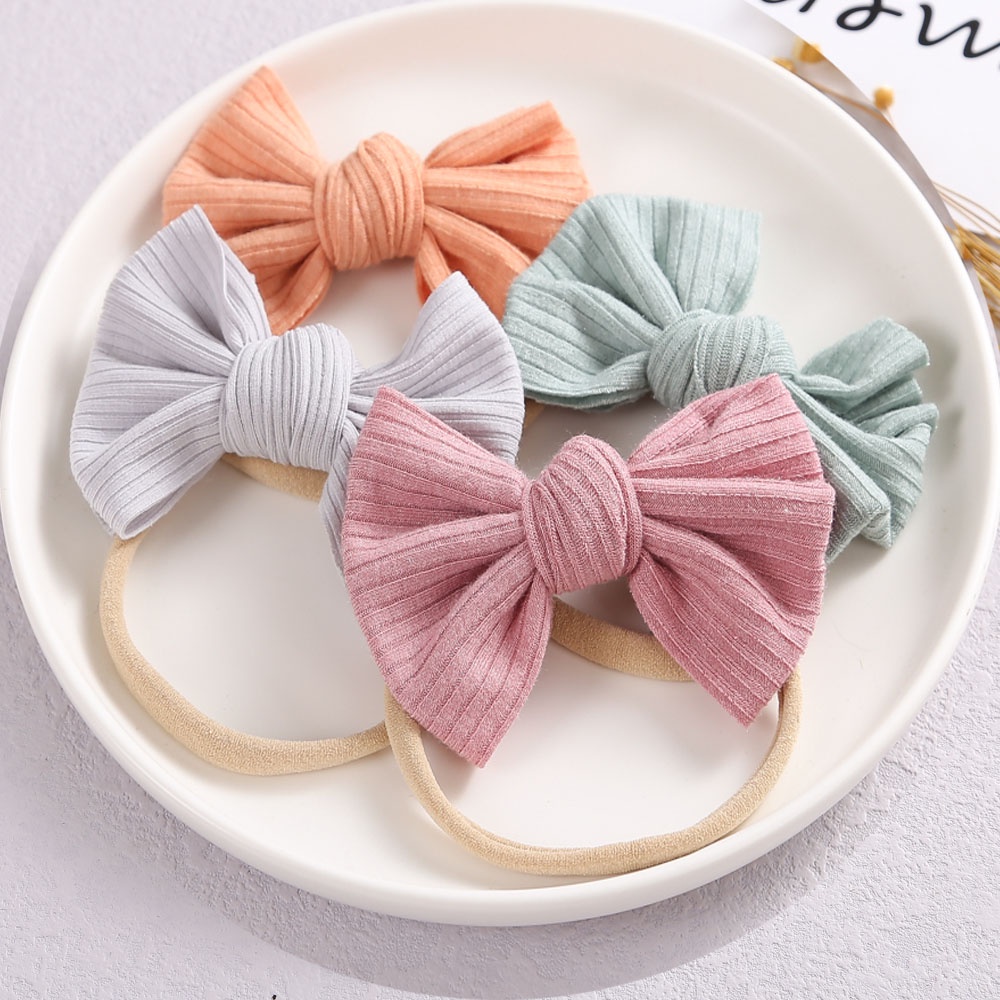 36PcsLot 2022 New 3.5quot Solid Cotton Hair Bows Baby Hairband Girl