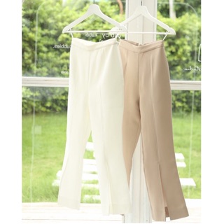 TED Elle Trousers Off-white กางเกงขายาว ผ่าหน้า สีขาว