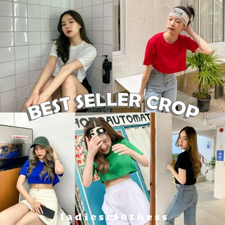 LADIESCLOTHESS ♡ LC071 Basic Crop เสื้อครอปตัวสั้นผ้าคอตตอนผสม ใส่สบายเป็นทรงสวยมาก เกาหลีสุดๆ