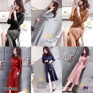 TwinsShopVip💗พร้อมส่ง TW4190 เดรสเขิ้ตผูกโบว์