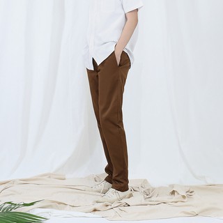 Lp.008 กางเกงขายาวผู้ชาย ผ้าชิโน สีน้ำตาล Khaki