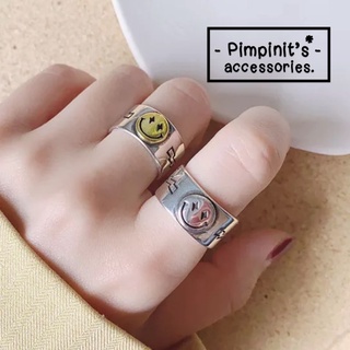 📬 พร้อมส่ง : 💍 แหวนเงิน 925 ปรับขนาดได้ลายสไมล์ลีย์ | Smiley Adjustable 925 Sliver Ring.