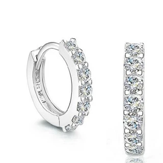 ใหม่ Simple Cubic Zirconia ต่างหูผู้หญิง 925 เงินสเตอร์ลิง Twist Design CZ ต่างหูคริสตัลสุภาพสตรีแฟชั่น Jewellery