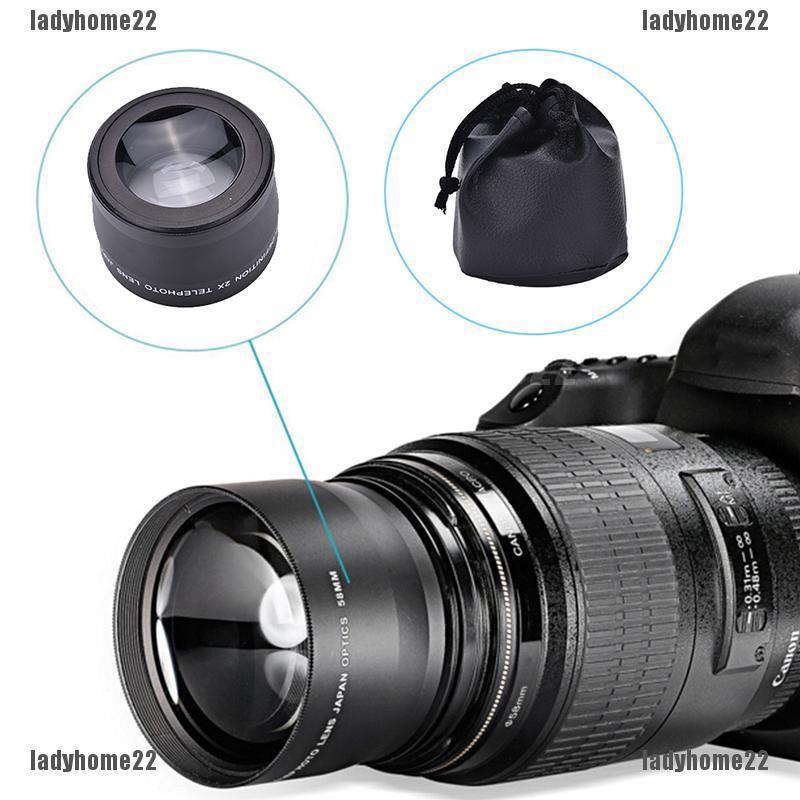 ✿Lh&amp; เลนส์เทเลโฟโต้ 58 มม. 2.0X และผ้าทําความสะอาด สําหรับ Canon Nikon Sony