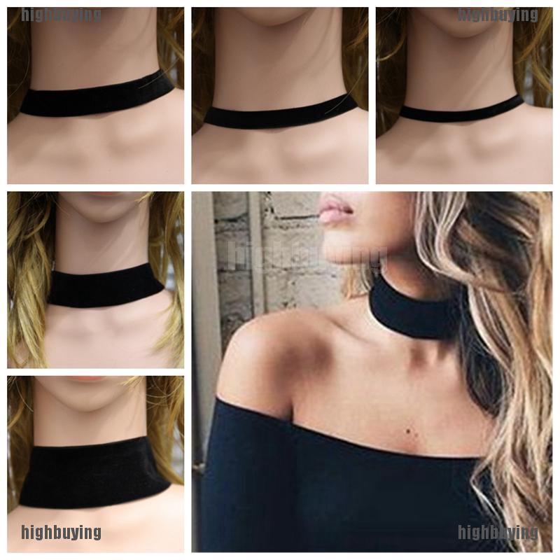 Hbth สร้อยคอโชคเกอร์ ผ้ากํามะหยี่ สีดํา 10 ชิ้น