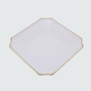 PEARL แก้วเนื้อมุก Square plate - จานเหลี่ยม ขอบทอง/ไม่ทอง ขนาด 7" / 8" /9"