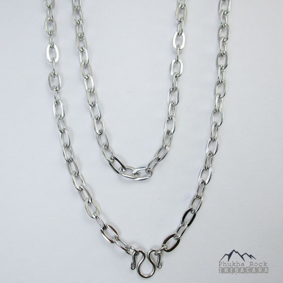 J34 ลายโซ่ฝรั่ง ขนาด 7 มม ยาว 26-28 นิ้ว สร้อยคอ ห้อยพระ สร้อยสแตนเลสแท้ สร้อยพระ stainless necklace