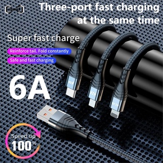 3 In 1 สายชาร์จ Usb Type c ชาร์จเร็ว 6a พร้อมกัน