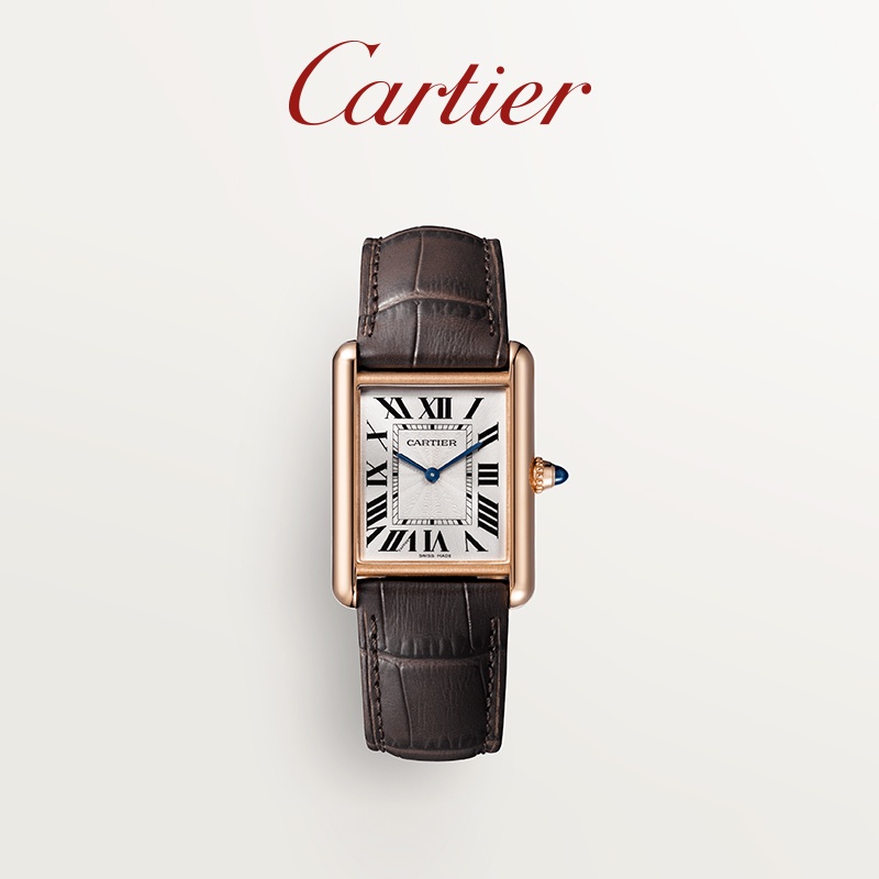 [Luxury Customization]Cartier Series of Watches Rose Gold Crocodile Leather Watch Strap Watch 7k5x