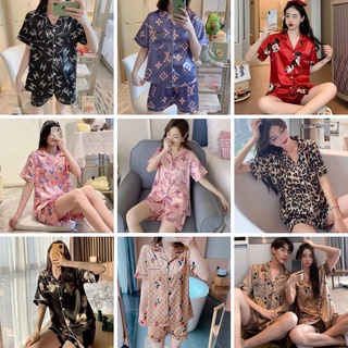 ชุดนอนสาวอวบ ชุดนอนM-5XL ชุดนอนผ้าซาตินแขนสั้นขาสั้น ผ้านุ่มลื่นใส่สบาย ชุดนอนผู้หญิงราคาถูก ชุดนอนซาติน