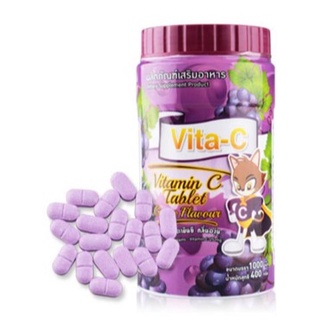 Vita-C วิตามินซีอม1000เม็ด/ขวด​ VITAMIN C 25MG T.MANมีหลายรสให้เลือก 1000 เม็ด/ขวด​  (รสองุ่น)