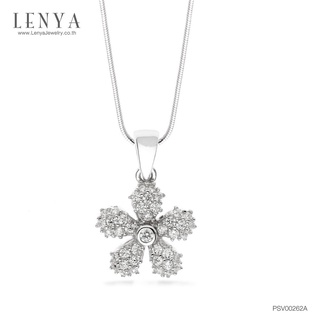 Lenya Jewelry จี้เงินแท้ ชุบโรเดียม รูปดอกไม้ ประดับด้วย CZ (Cubic Zirconia) สวยแวววาว แพรวพราวเป็นประกาย