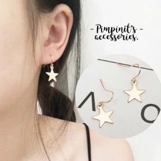 🇹🇭 พร้อมส่ง : ⭐️ ต่างหูระย้าสไตล์เกาหลีรูปดาวสีเงินและสีทอง | Sliver &amp; Gold Star Korean Style Drop Earring.