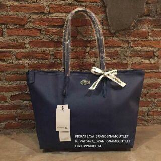 Lacoste Classic ShoppingBagแท้💯กระเป๋าสะพายทรงช้อปปิ้งใบใหญ่วัสดุหนัง Saffiano ปั้มลายลาคลอสวัสดุกันน้ำ&amp;ทำความสะอาดง่าย