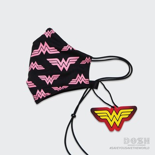 DOSH:FACE MASKหน้ากากผ้าผู้ใหญ่ คล้องคอ โครงปรับจมูก WONDER WOMEN  รุ่นFMASK09-BL