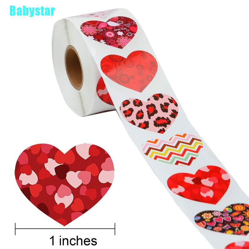 ( Babystar ) สติกเกอร์ฉลาก รูปหัวใจ 500 ชิ้น / ม้วน สําหรับติดตกแต่งสมุดภาพ