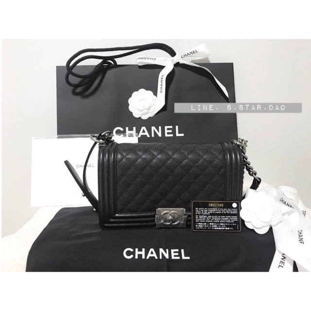 New Chanel boy 10 black caviar holo 285xx